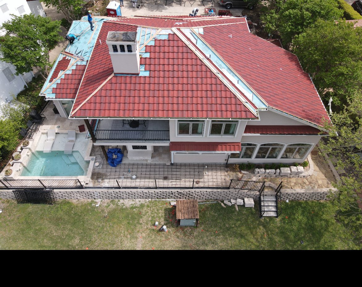 Aerial view of exterior project work